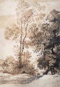John Constable Landscape with trees and deer,after Claude july 1825 oil painting reproduction